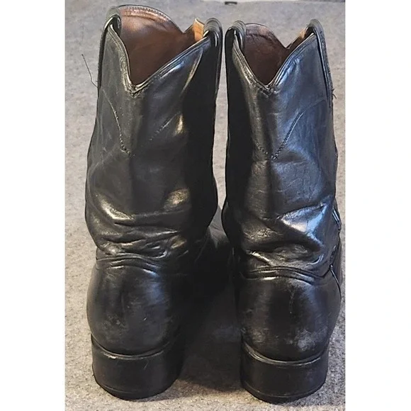 Rio Grande Boots Mens Size 9.5 Black Leather Western Cowboy Mid Calf Pull On